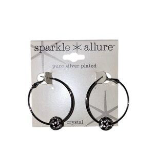 Sparkle Allure Pure Silver Plated Crystal Hoop Earrings